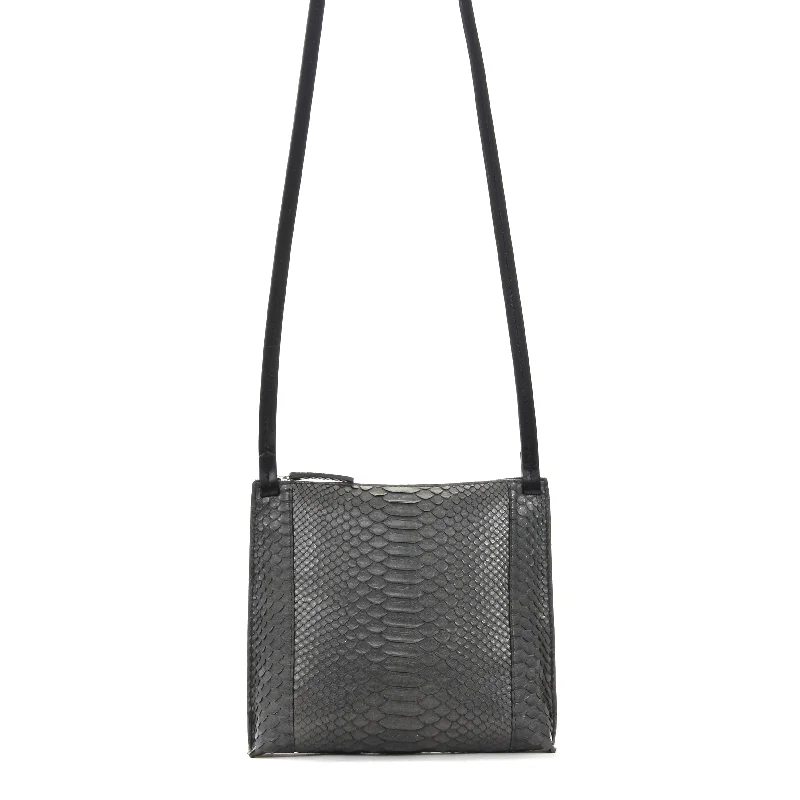 LARGE STRAPPY POUCH GUNMETAL PYTHON